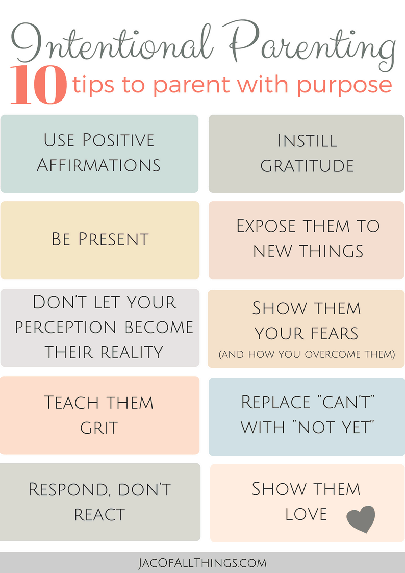 10 tips to intentional parenting and parent with a purpose. Read more on how to be mindful with parenting and be present with your children. Learn positive parenting approaches and ideas to be the best mom or dad to your kids. Free 10-day email challenge to put the tips into action and be a more intentional today.