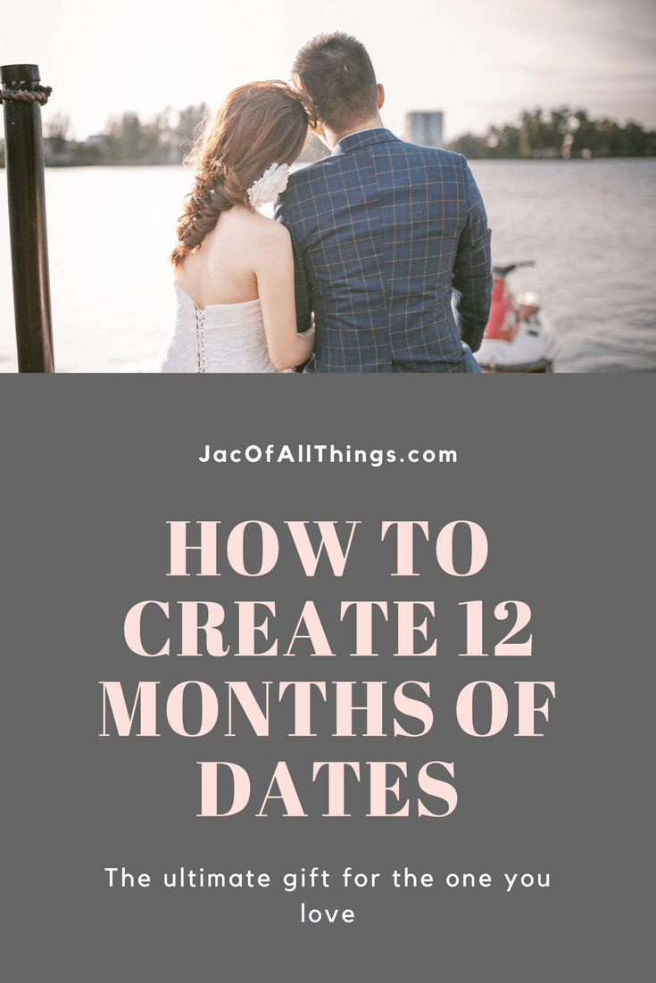 12 months of dates is the perfect date night gift idea for your husband, wife, boyfriend, or girlfriend. Put together a year of dates for ongoing fun activities to enjoy with your special someone. A great present for your anniversary, Christmas, Valentine’s Day, Birthday, or just because.
