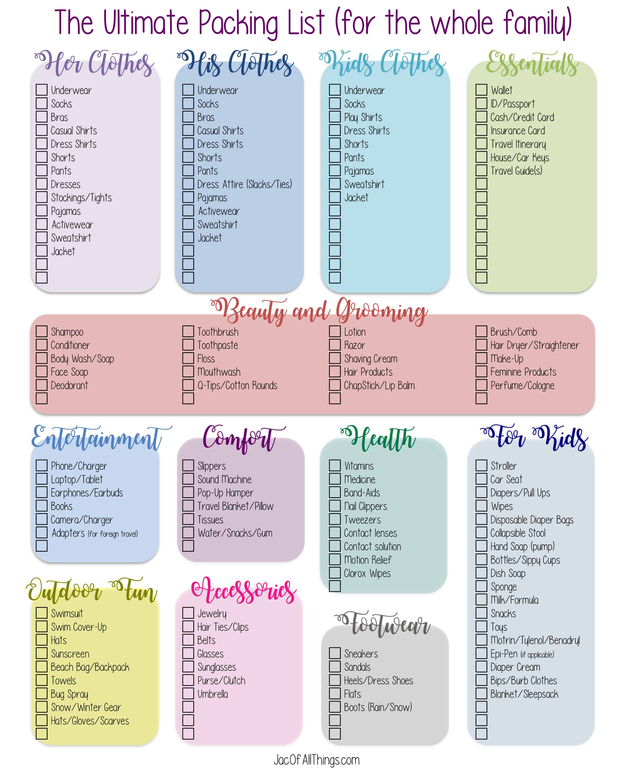 Disney Packing List For Kids