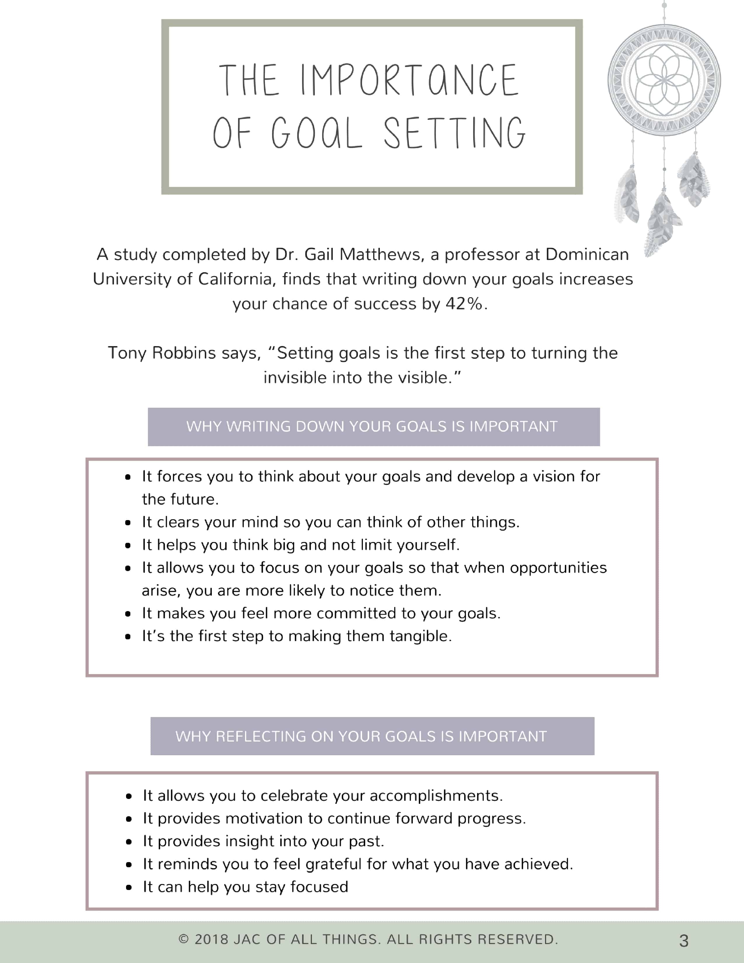 tony robbins goal setting template