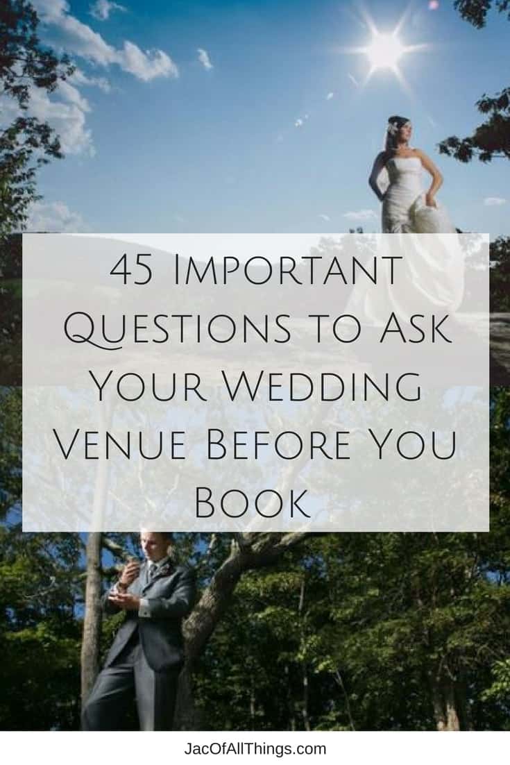 Deciding on a wedding venue is a big, important deal! You want to make sure you ask all the right questions during your site visit so you can ensure a smooth sailing wedding! Read on for a checklist of all the important wedding venue questions you should ask. (Even better, take this free printable pdf with you so you don’t forget a question!) The most comprehensive wedding venue questions checklist!