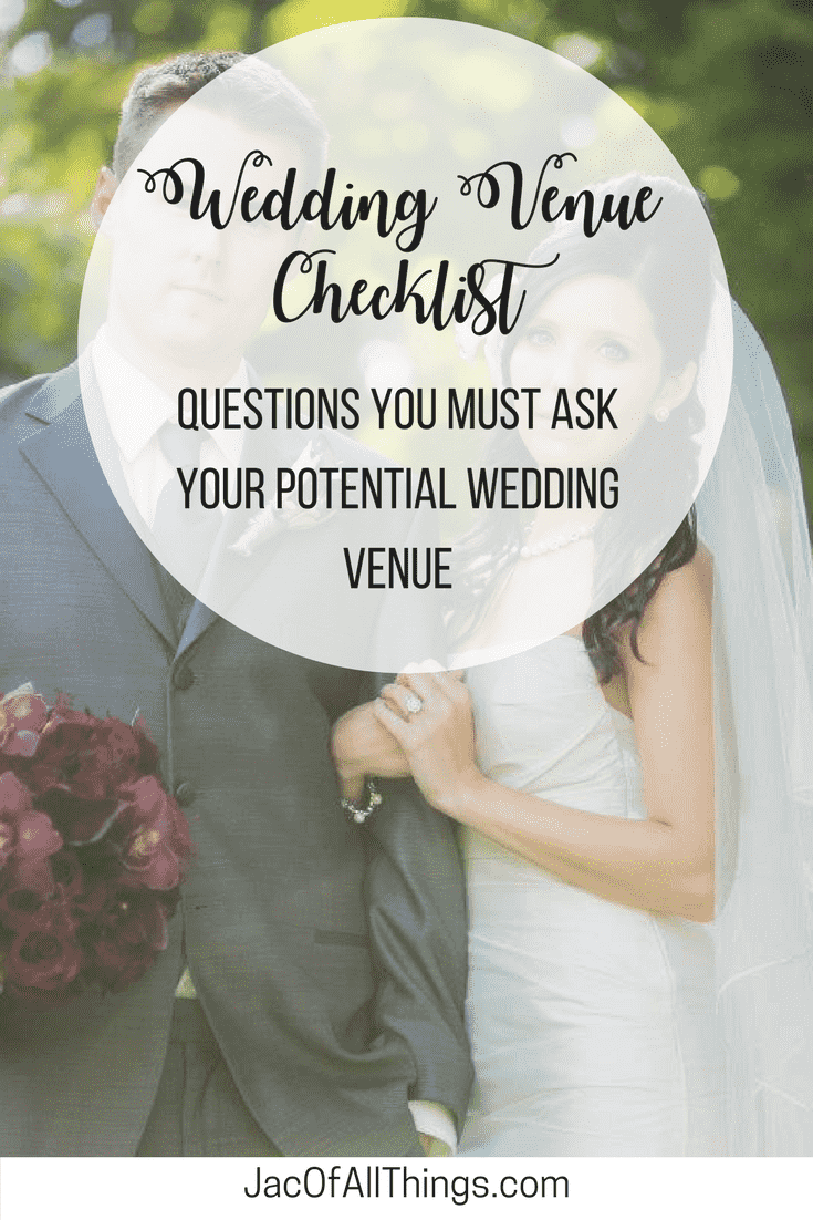 Deciding on a wedding venue is a big, important deal! You want to make sure you ask all the right questions during your site visit so you can ensure a smooth sailing wedding! Read on for a checklist of all the important wedding venue questions you should ask. (Even better, take this free printable pdf with you so you don’t forget a question!) The most comprehensive wedding venue questions checklist!