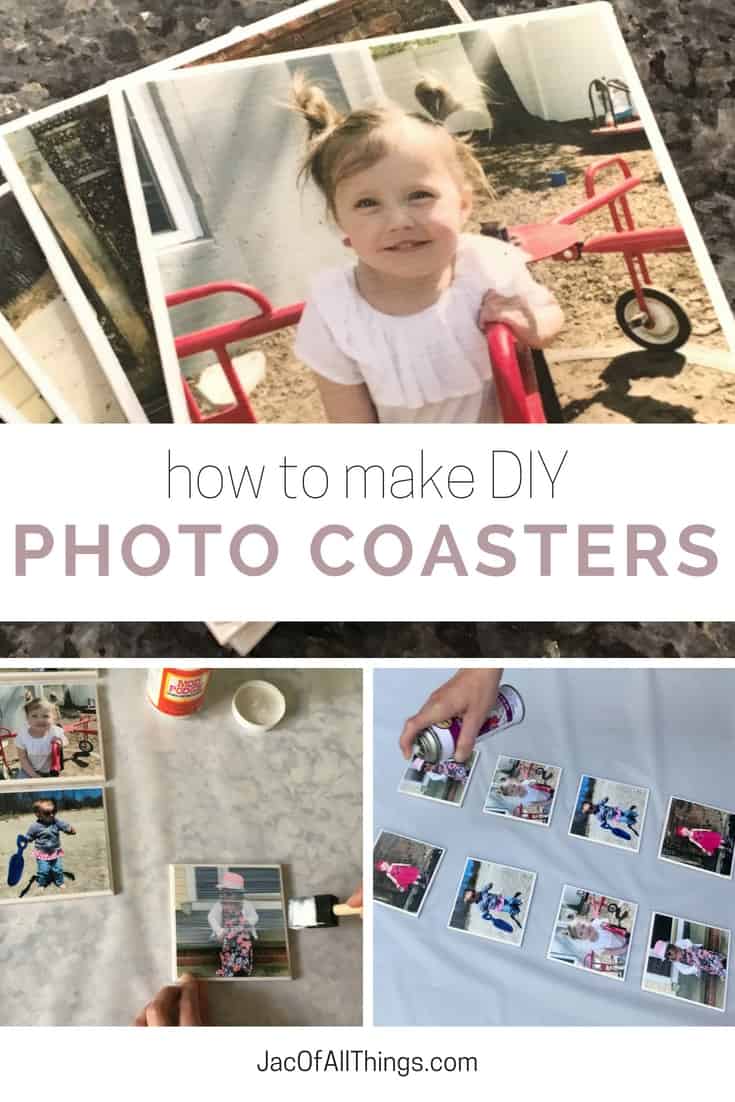 Homemade DIY photo coasters are the perfect gift! You can personalize them with any picture you’d like! Learn how to make photo coasters out of tile in this simple tutorial that will take you just minutes to complete. This is the perfect gift for Mother’s Day, Father’s Day, for Grandparents, Birthdays, Anniversaries, and even house-warming gifts! The perfect inexpensive gift!