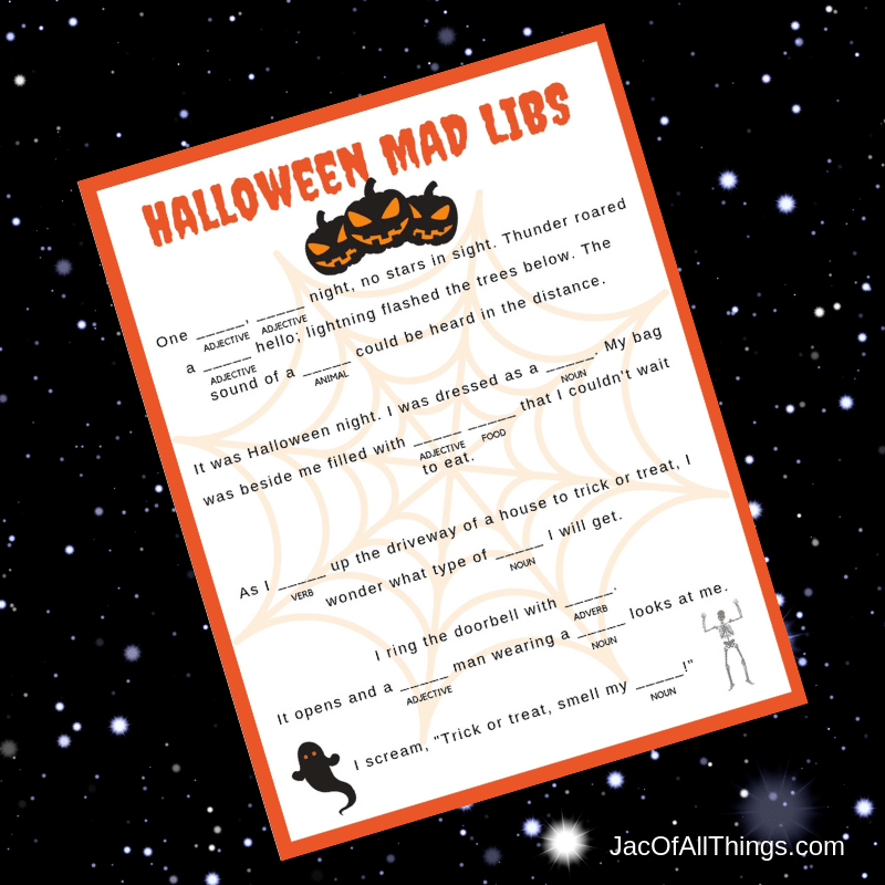 Download your printable Halloween Mad Libs now! Perfect for children and adults for hours of fun! 