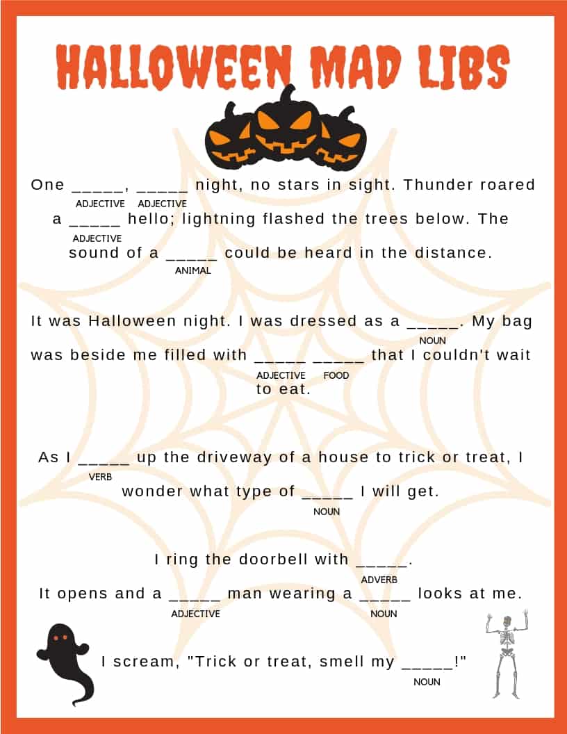 Free Halloween Mad Libs Printable Printable Templates