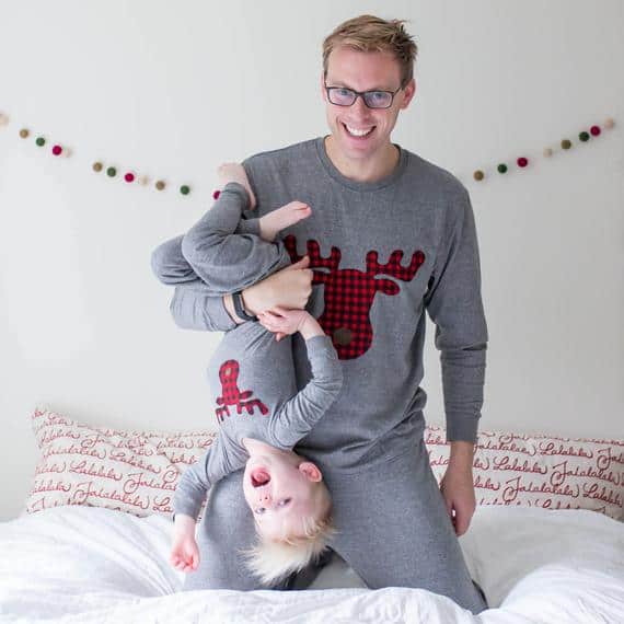 Matching christmas pajamas gray moose