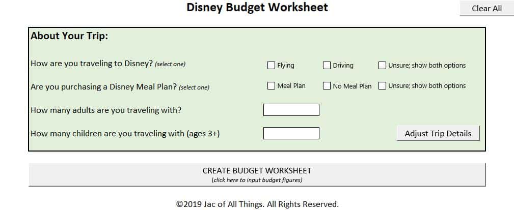 Do You Use a Spreadsheet?  Walt Disney World For Grownups