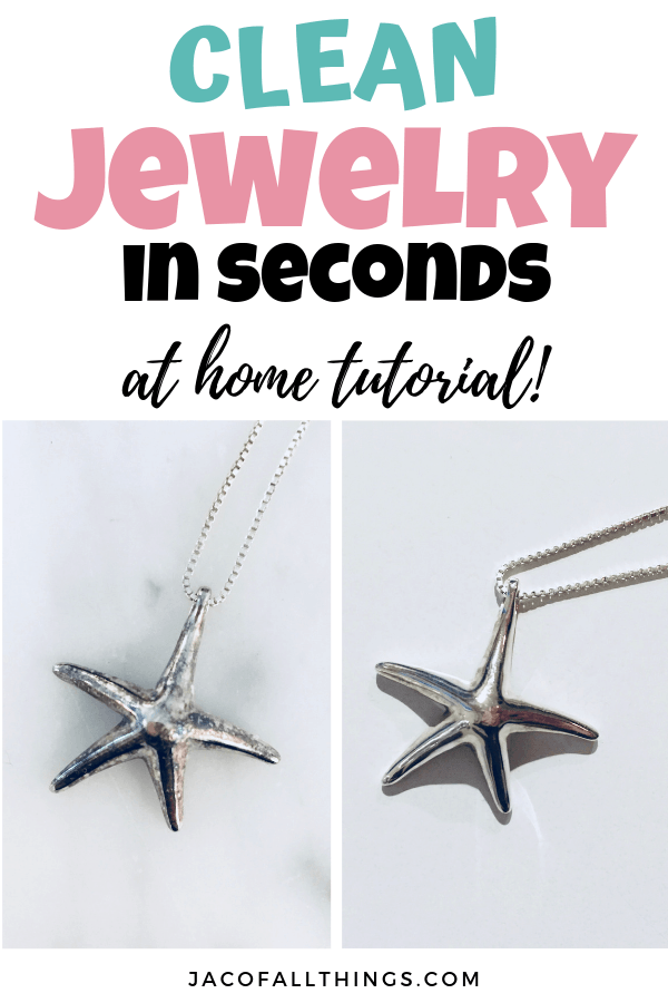 Learn how to clean your jewelry in seconds using this at home cleaning method with everyday household ingredients. Watch your silver get sparkly again and look like new! #cleaningtips #jewelrycleaner