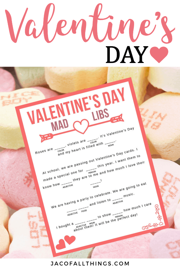This Valentine's Day Mad Libs is fun for the whole family! Download your free printable today! A perfect Valentine's Day activity for kids to do in school or at home! #valentinesday #valentinesdayprintables