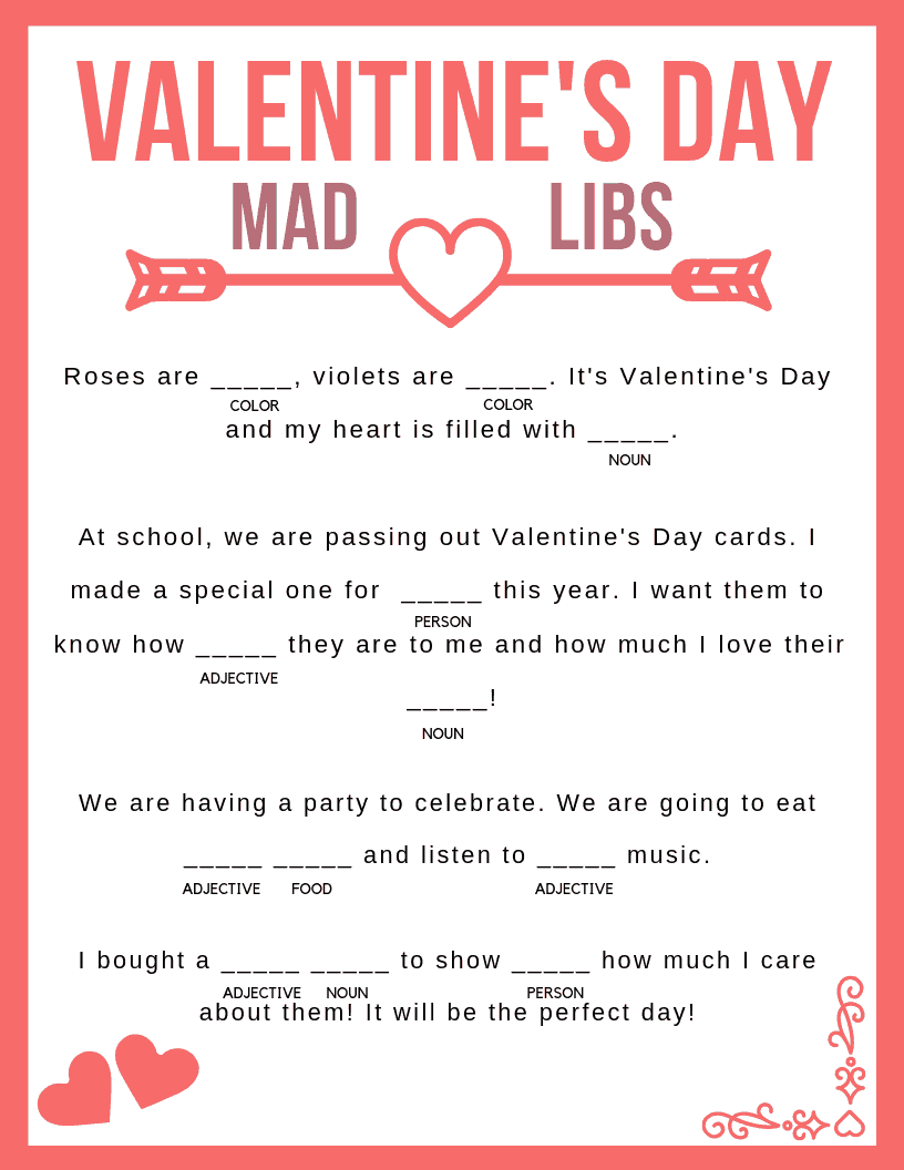 Valentine's Day Mad Libs (Printable!) Jac of All Things