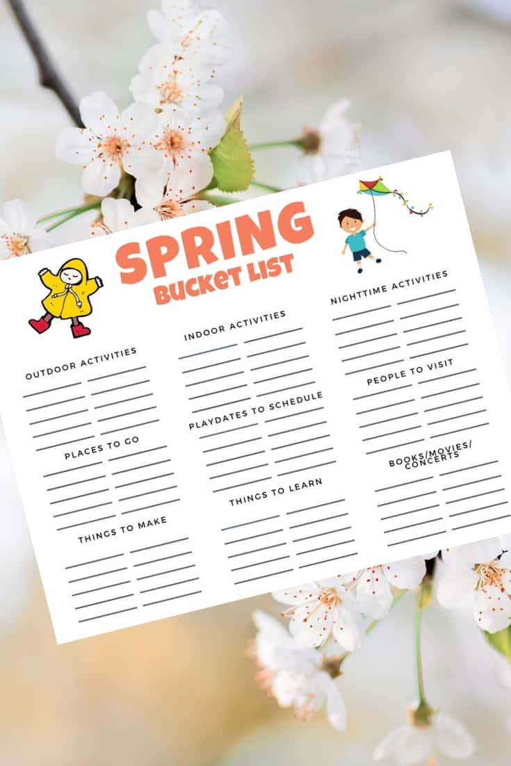 Spring Bucket List Printable PDF