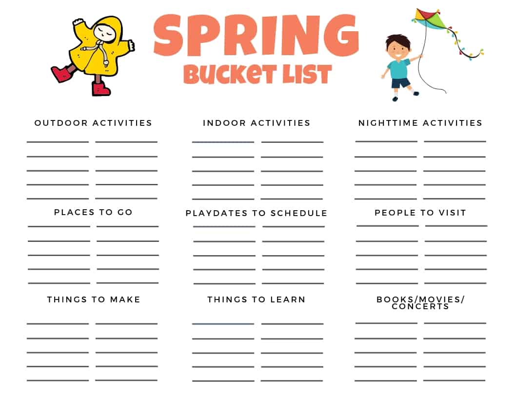 Spring Bucket List Printable