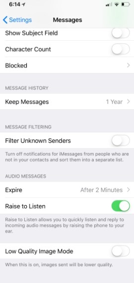 Change how long you keep messages to reduce iPhone storage