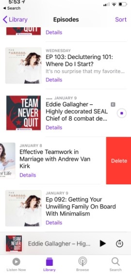 How to delete podcasts on iPhone option 2