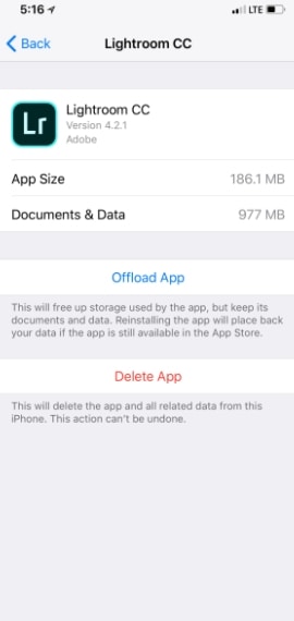 Offload Apps to Reduce size on iphone