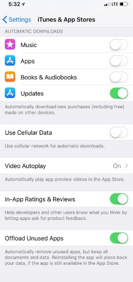 Offload Unused Apps to reduce storage in iPhone