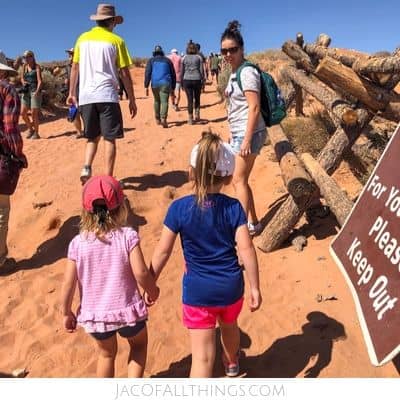 The hike to Horseshoe Bend is not hard, but very sandy and rocky.