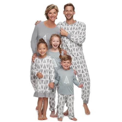 How cute are these gray matching family Christmas pajamas from Kohl's?