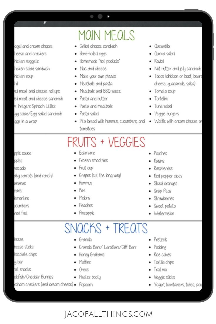 Tons of school lunch ideas! Perfect for the picky child! Includes lots of healthy options for children and toddlers as well for school. Just what you need for back to school lunches! 