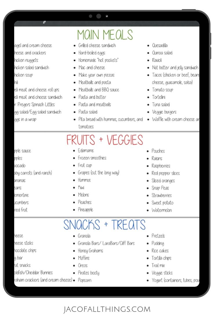 Tons of school lunch ideas! Perfect for the picky child! Includes lots of healthy options for children and toddlers as well for school. Just what you need for back to school lunches!