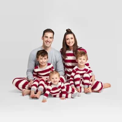 Target also sells Burt’s Bees Baby matching Christmas pajamas! Check out their red striped pajamas for a classic Christmas look. We purchased Burt’s Bees Baby matching Christmas pajamas in the past and they were my favorite material ever! 