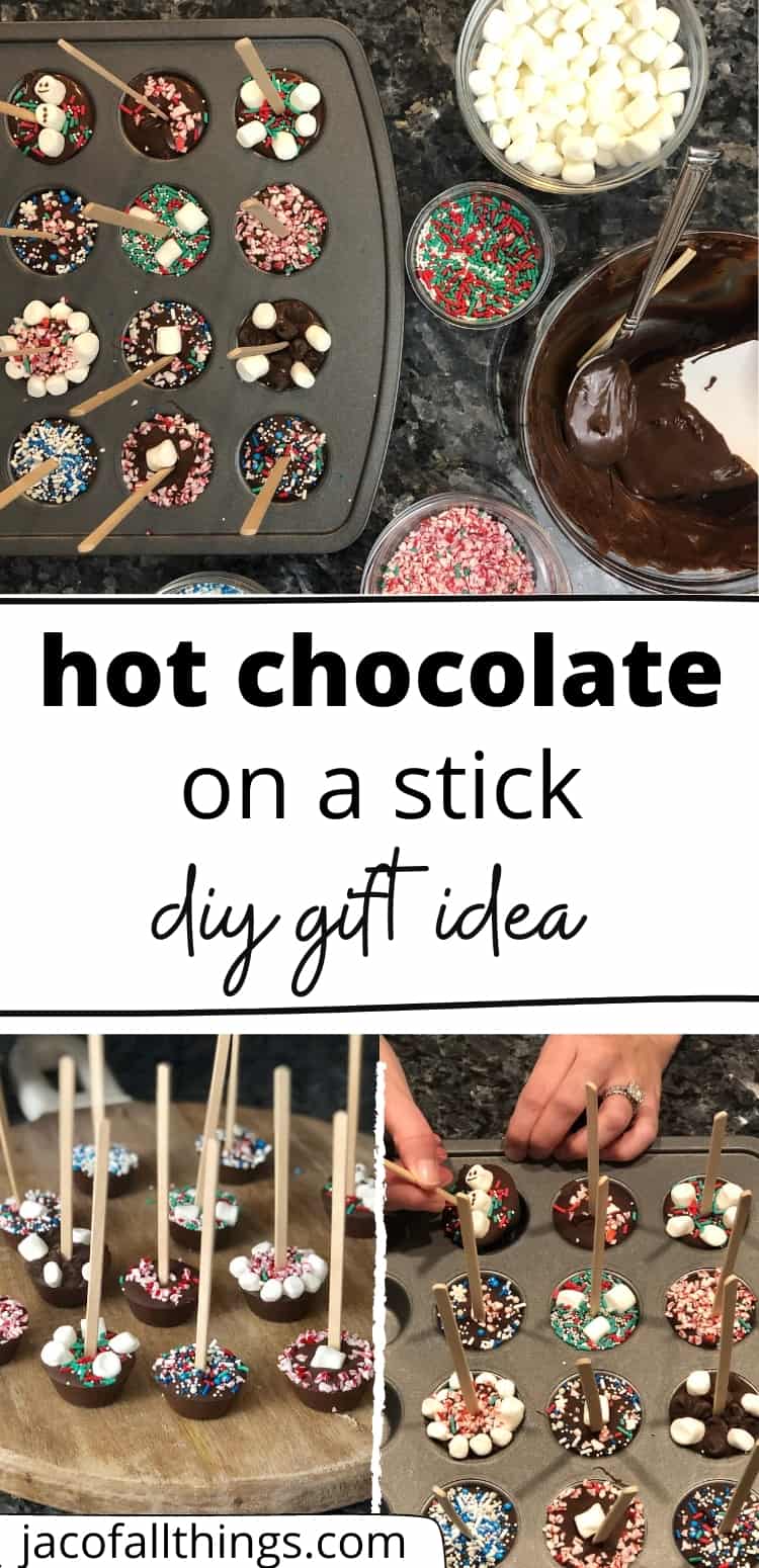 This recipe is seriously so easy! Make hot chocolate on a stick! It's simple and quick to do (even with kids helping out) and makes for the perfect DIY homemade present for the holidays! 