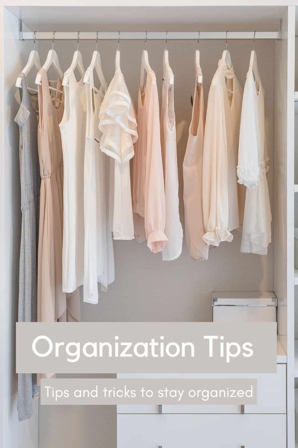 Get organized and stay organized with these easy tips and tricks! Lots of simple and cheap hacks so you can declutter and keep organized! 